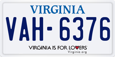 VA license plate VAH6376