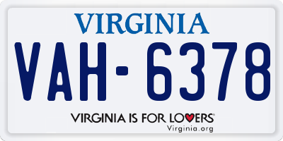 VA license plate VAH6378