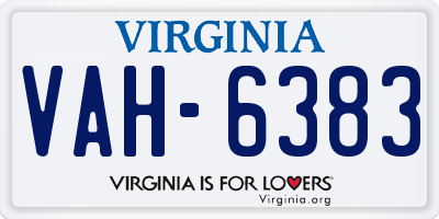 VA license plate VAH6383