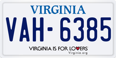 VA license plate VAH6385