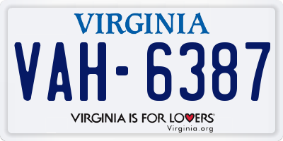 VA license plate VAH6387