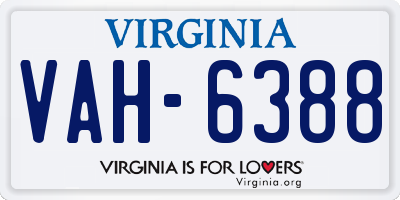 VA license plate VAH6388