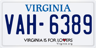 VA license plate VAH6389