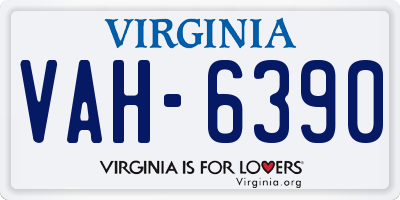 VA license plate VAH6390