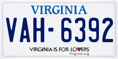 VA license plate VAH6392