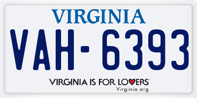 VA license plate VAH6393