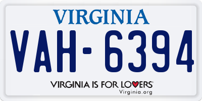 VA license plate VAH6394