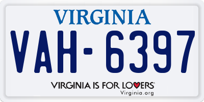 VA license plate VAH6397