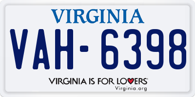 VA license plate VAH6398