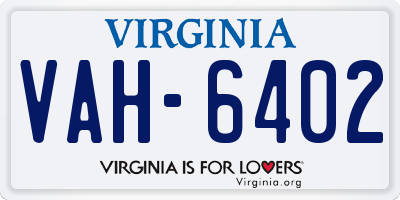 VA license plate VAH6402