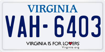 VA license plate VAH6403