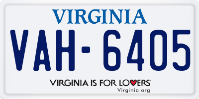 VA license plate VAH6405