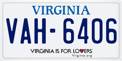 VA license plate VAH6406