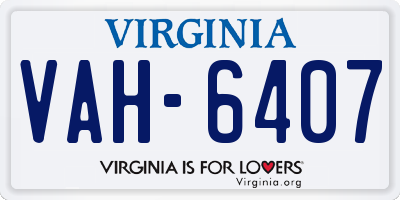 VA license plate VAH6407