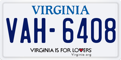 VA license plate VAH6408