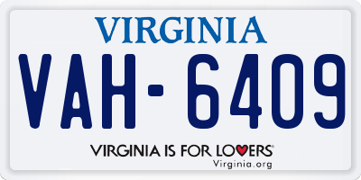VA license plate VAH6409