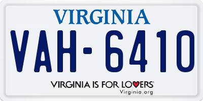 VA license plate VAH6410