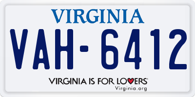 VA license plate VAH6412