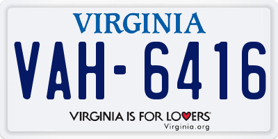 VA license plate VAH6416