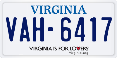 VA license plate VAH6417