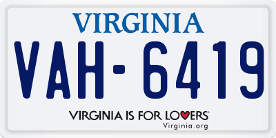 VA license plate VAH6419