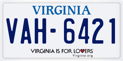 VA license plate VAH6421