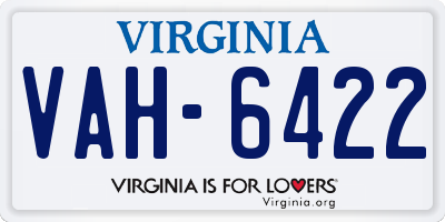 VA license plate VAH6422