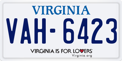 VA license plate VAH6423