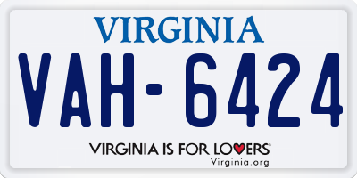 VA license plate VAH6424