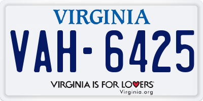 VA license plate VAH6425