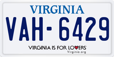VA license plate VAH6429