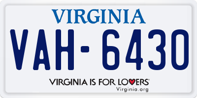 VA license plate VAH6430