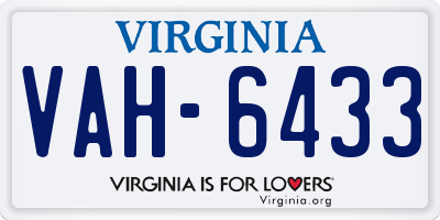 VA license plate VAH6433