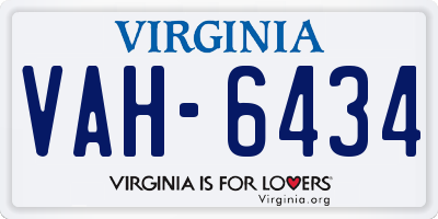 VA license plate VAH6434