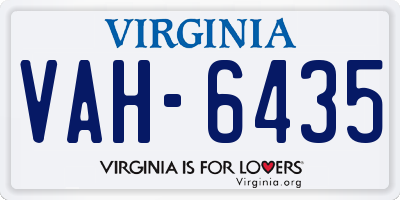VA license plate VAH6435