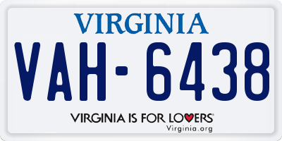 VA license plate VAH6438