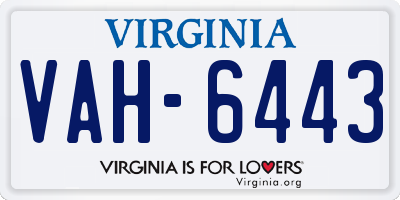 VA license plate VAH6443