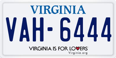 VA license plate VAH6444