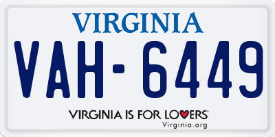 VA license plate VAH6449