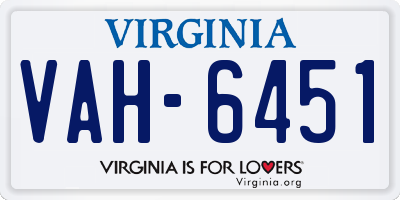 VA license plate VAH6451