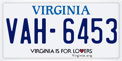 VA license plate VAH6453