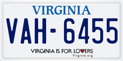 VA license plate VAH6455
