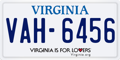 VA license plate VAH6456