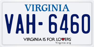 VA license plate VAH6460