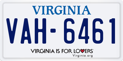 VA license plate VAH6461