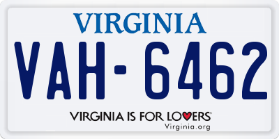 VA license plate VAH6462