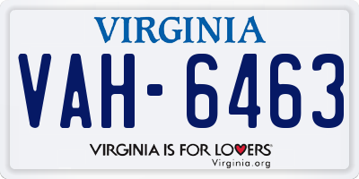 VA license plate VAH6463