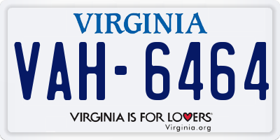 VA license plate VAH6464
