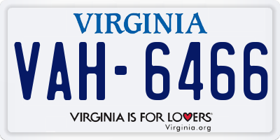 VA license plate VAH6466