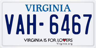 VA license plate VAH6467